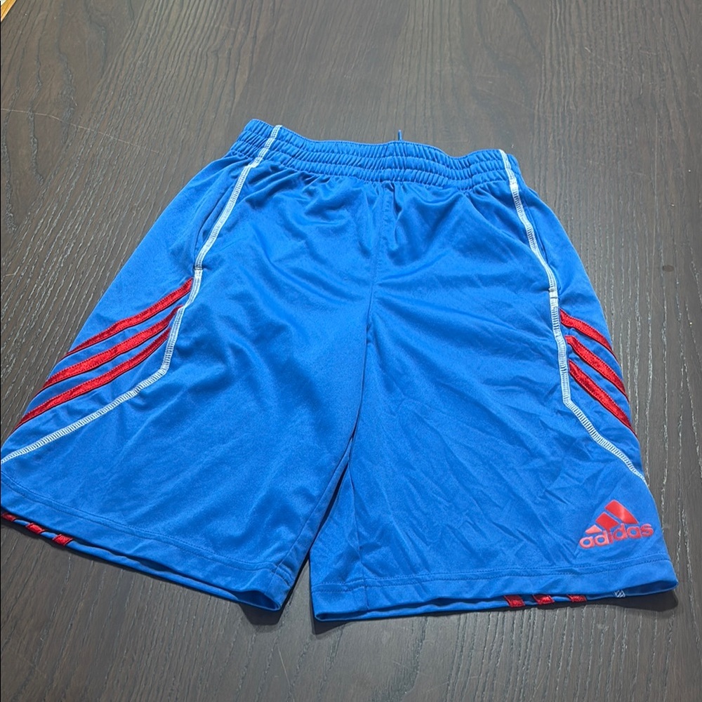 Adidas Boys Medium (10/12) Blue and Red Athletic Shorts